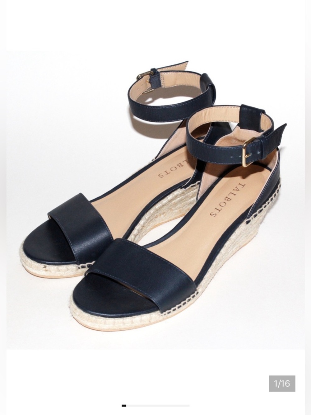Talbots Vera Black Nappa Leather Ankle Strap Flats 8 NWOB